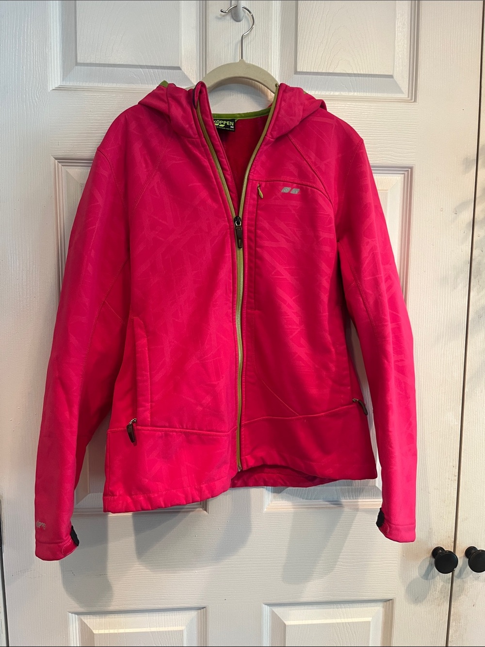 Koppen Bright Pink Hooded Jacket with Lime Zipper Trim